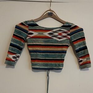 Ecote Multicolor Striped Lace Up Crop top